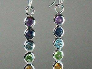 Basic Chakra Earrings - Sterling Silver Pendant with gemstones