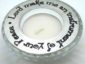 Peace Prayer Pewter Candle Ring