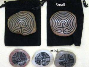 Sand etched 7 circuit cretan labyrinth stones
