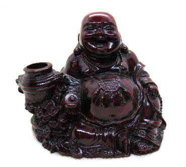 Red Resin Buddha with Money Pot