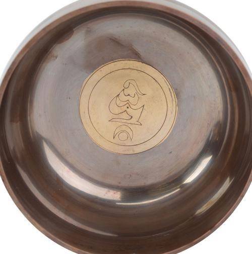 OM metal singing bowl with playing stick and case
