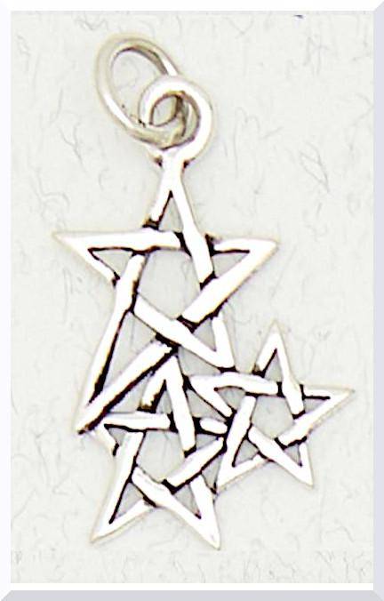 Mountain Valley power of 3 pentagram sterling silver pendant