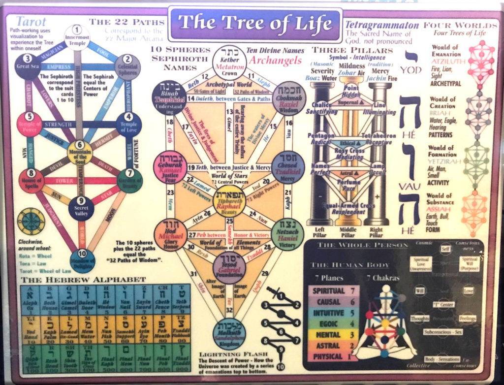 tree of life kabala color laminated chart