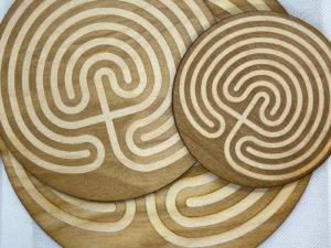 3 sizes of birch wood finger labyrinths