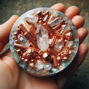 example of orgonite copper and crystals in resin